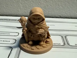 Cat Wizard Miniature – Hooded Spellcaster Familiar – 1.4” 3D Printed DND / Pathfinder RPG Mini
