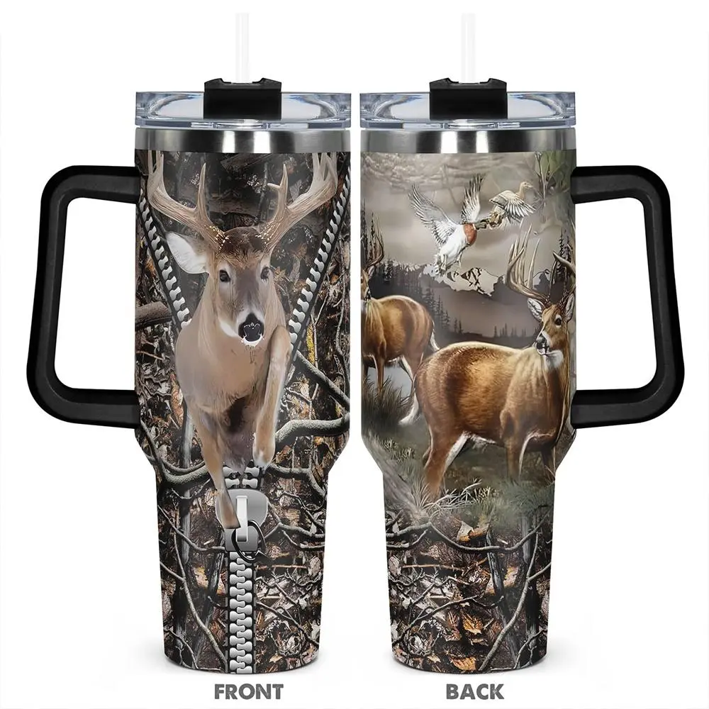 40oz Tumbler, Stainless Steel Tumblers, Hydration Tumbler, Stainless Steel Cup, Thermal Cup, Insulated Travel Drinkware, Insulated, Deer and forest design, perfect for deer and nature lovers, Great for hot or cold beverages