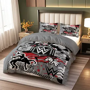 Royal Wrestling Wwe Print Bedding Set, Soft Comfortable Polyester Fiber, Zipper Closure, Suitable for All Seasons