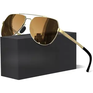 BYG10 Aviator Sunglasses for Men Women Polarized New Shades Large Metal Frame - UV 400 Protection