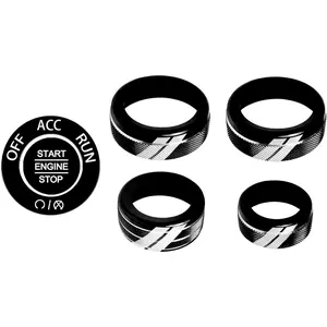 YOSRTER 6PCS Aluminum Control Knob Cover for Dodge Durango Accessories 2021 2022 2023 2024 2025 Air Conditioning AC Climate Switch Volume Tune Adjust(Black)