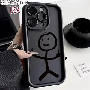 Cartoon Matchman Silicone Phone Case For iPhone 16 15 14 Pro Max Plus 13 12 11 Pro XS Max X XR 7 8 Plus SE 2022 Shockproof Cover