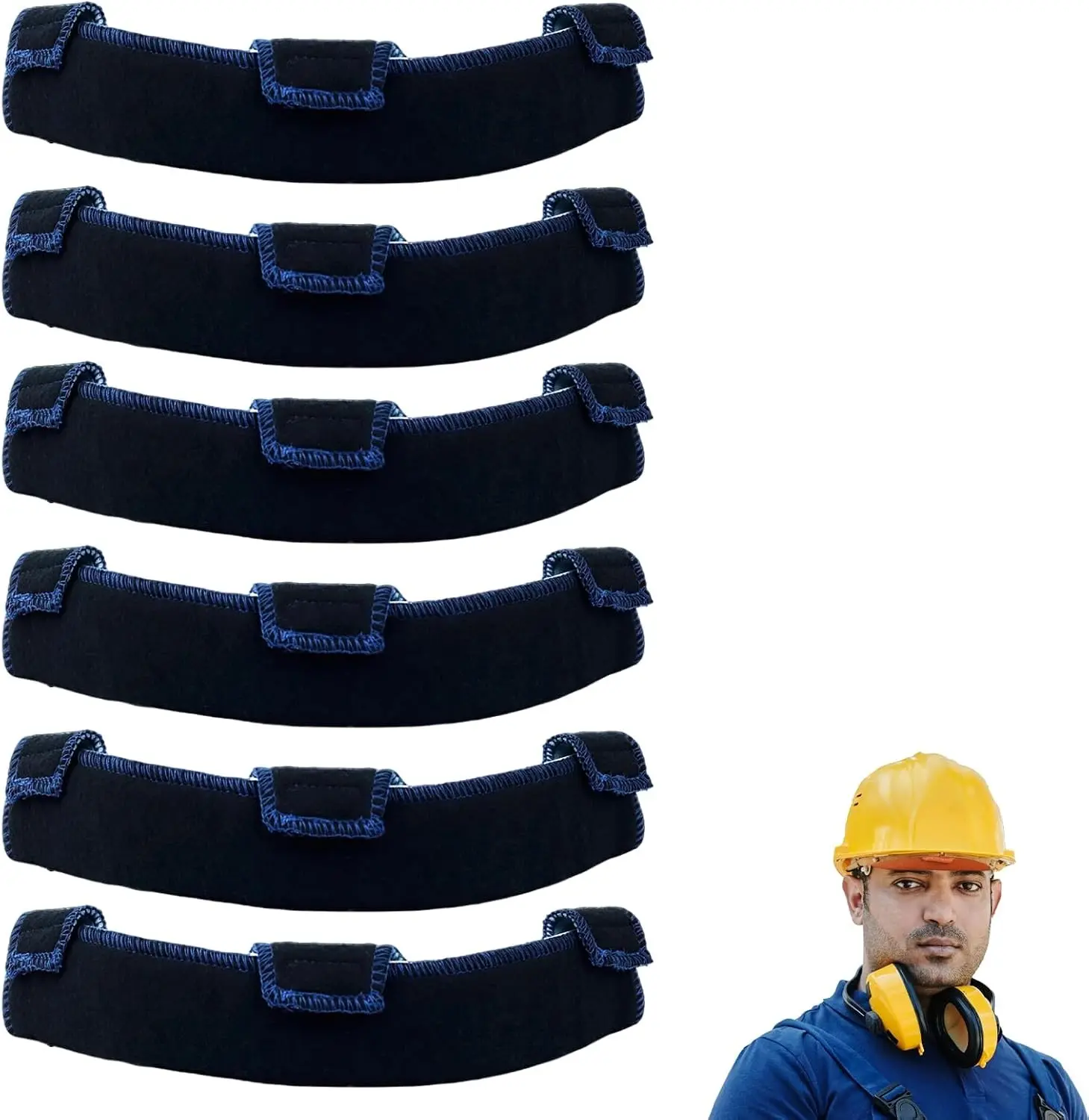 6 PCS Washable Reusable Flame Retardant Cotton Hard Hat Liner Sweatband, Replacement Liner for Chainsaw Helmet Welding Helmet