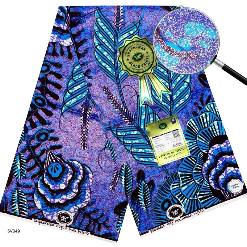 Premium Blue Floral Kitenge Fabric Bold Elegant & Timeless 5V049 Hollandais Visco Printed in Holland