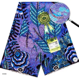 Premium Blue Floral Kitenge Fabric Bold Elegant & Timeless 5V049 Hollandais Visco Printed in Holland