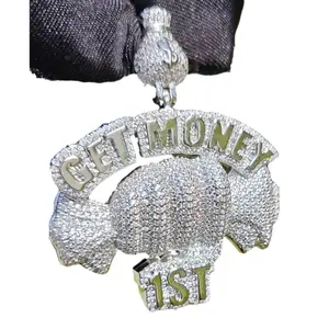 Hip-hop Get money Fist pendant personality copper diamond zircon fashion trend accessories