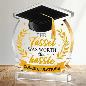 Graduation Themed Acrylic Ornament, Creative Graduation Cap Design Inspirational Acrylic Keepsake Gift for College High School, Masters Degree Graduates, Decor, Graduation Gift Ideas