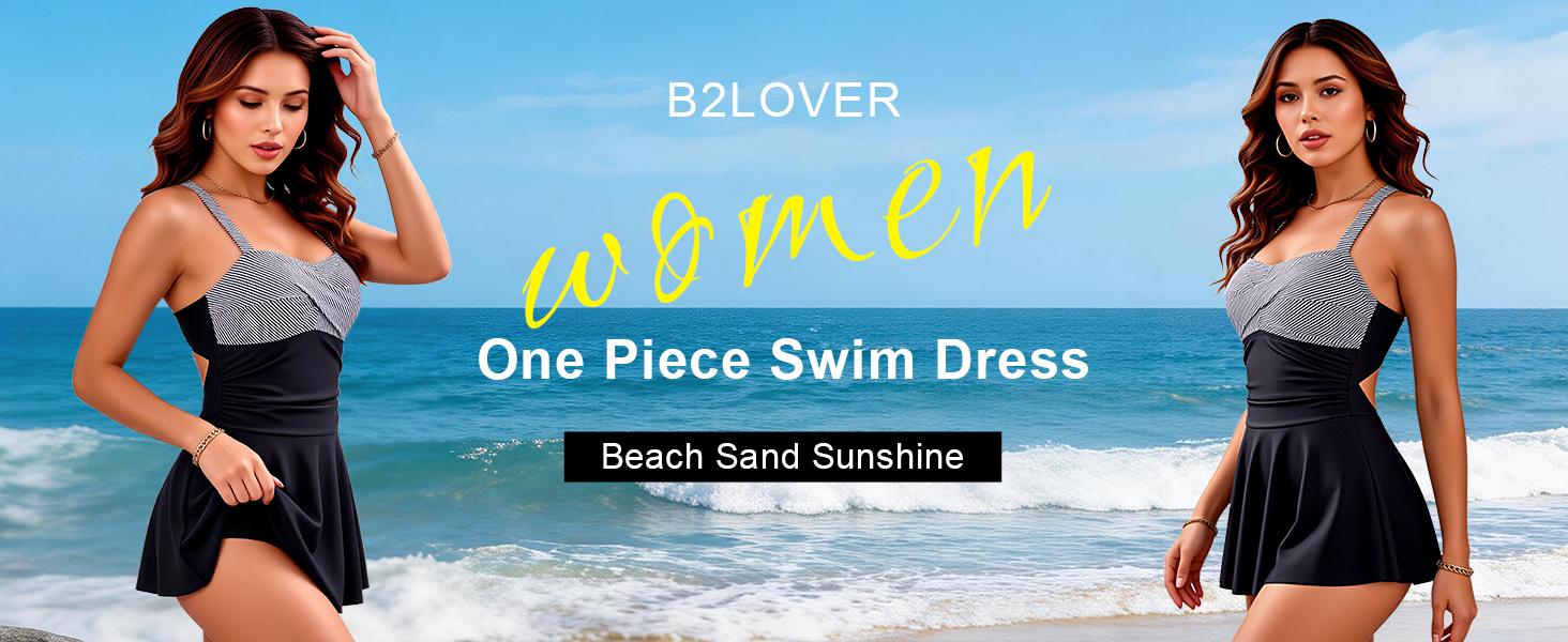 B2LOVER Womens One Piece Swim Dress Tummy Control Swimsuits Chest Cross Swimwear Summer Bathing Suit B2LOVER Womens One Piece Swim Dress Tummy Control Swimsuits Chest Cross Swimwear Summer Bathing Suit