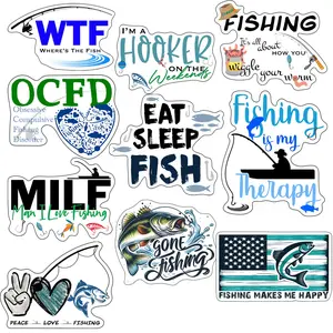 Fishing Stickers, Ten Vinyl Stickers Supporting Fishing, Great Fishing Gift, Decorative Stickers