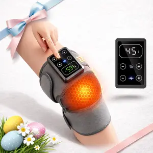Electric Heated Knee Massager with Vibration, Five Heat Levels, USB Rechargeable, Includes Knee Strap Combo