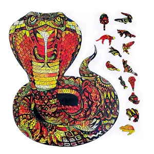 Wooden Jigsaw Puzzle for Adults,Cobra Animals Shaped Magic Jigsaw Puzzle Pieces Family Game,Gift for Adults,Can be Used as a Cool Mouse Pad,159pcs,(11.5×9.5inches) Snake Large