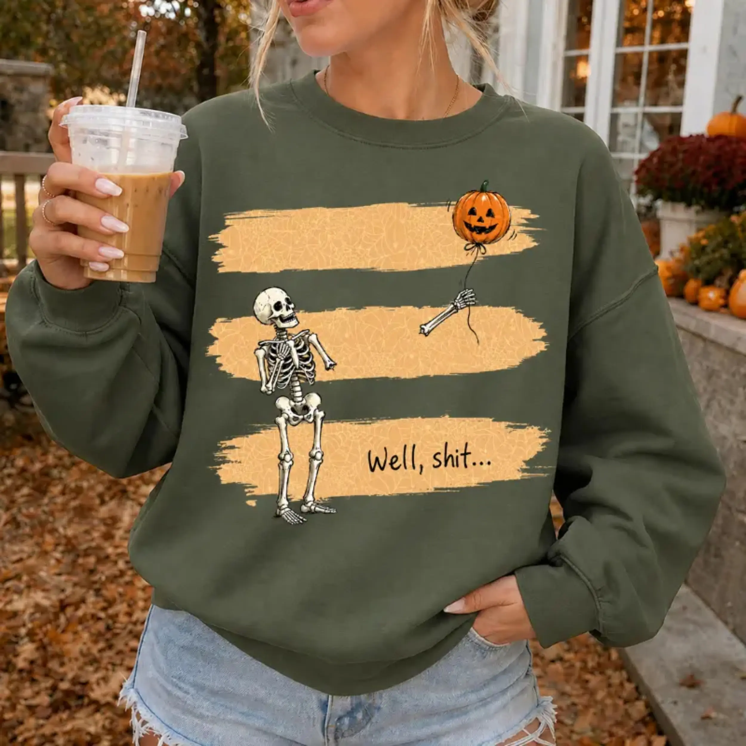 Gildan Funny Skeleton Lost Balloon Sweatshirt, Well Shit Halloween Sweatshirt, Dark Humor Sweatshirt, Gothic Sarcastic Skeleton, Halloween Sweatshirt Gift for Women