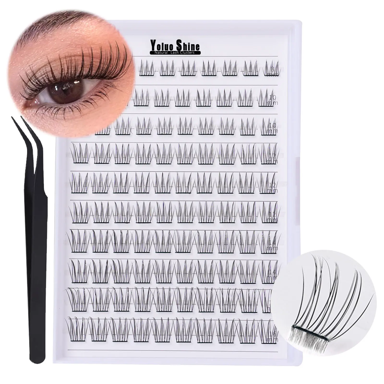 Idol Self Adhesive Eyelashes Mascara-like Natural Self Adhesive Lash Clusters Aurora Pre glued Eyelash Clusters Fairy No Glue Needed Lashes Wispy C-curly Cluster Eyelash extensions 8-16MM Individual Lashes DIY Lash Extension Kit at Home