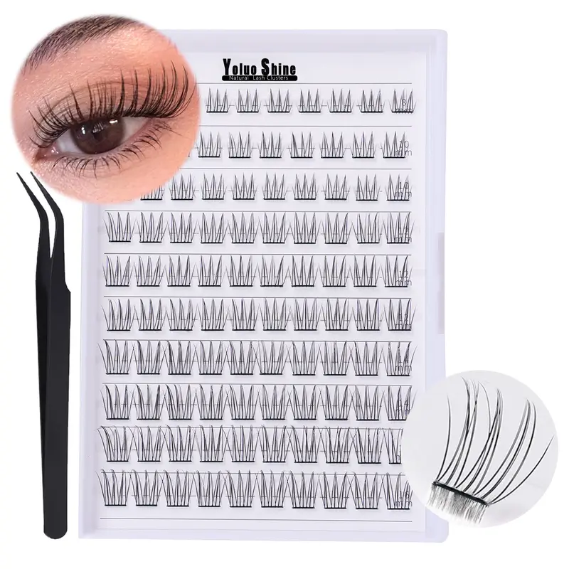Idol Self Adhesive Eyelashes Mascara-like Natural Self Adhesive Lash Clusters Aurora Pre glued Eyelash Clusters Fairy No Glue Needed Lashes Wispy C-curly Cluster Eyelash extensions 8-16MM Individual Lashes DIY Lash Extension Kit at Home