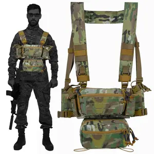 Houseables Airsoft Chest Rig, Molle Vest, FLC, Multicam Chest Rig, Load Bearing Vest, Army FLC, H Harness, Smersh, LBV, SMG, Micro, Mag, Tactical Pack for Hunting, Military, Magazine, Ammo, 5.56/7.62