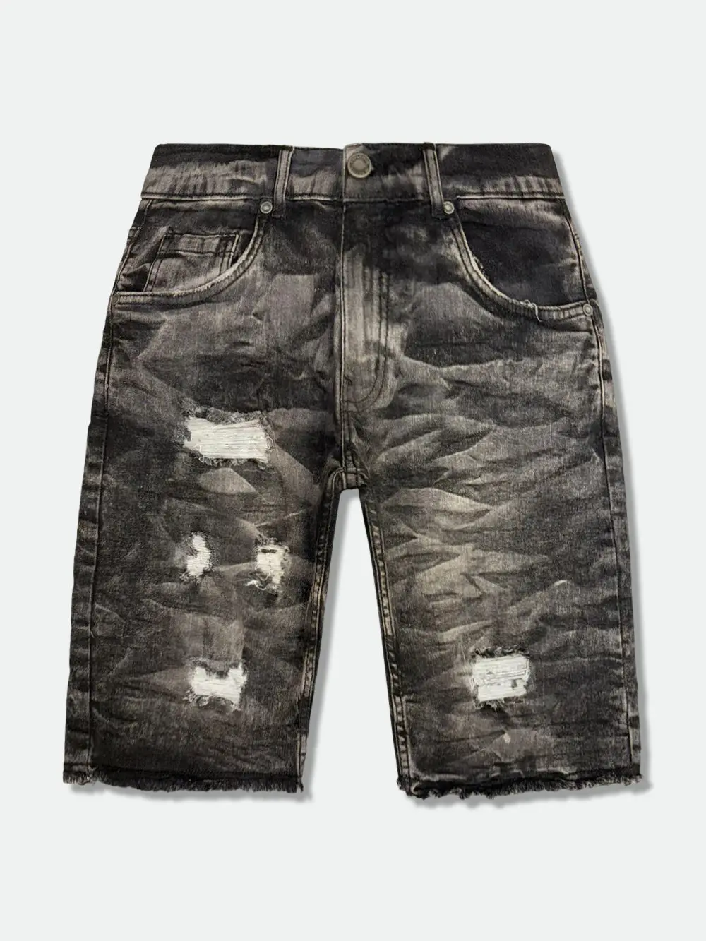 Evolution 'Wild Tiger' Denim Shorts (Washed Black) EV-22278