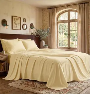 Luxury 4-Piece Microfiber Bed Sheet Set, Hotel-Quality Cooling & Breathable Bedding, 16 in Deep Pocket Secure Fit, Minimalist Dorm Bedding, 1 Flat + 1 Fitted + 2 Pillowcases, Summer-Ready fathersdaygiftideas Split King
