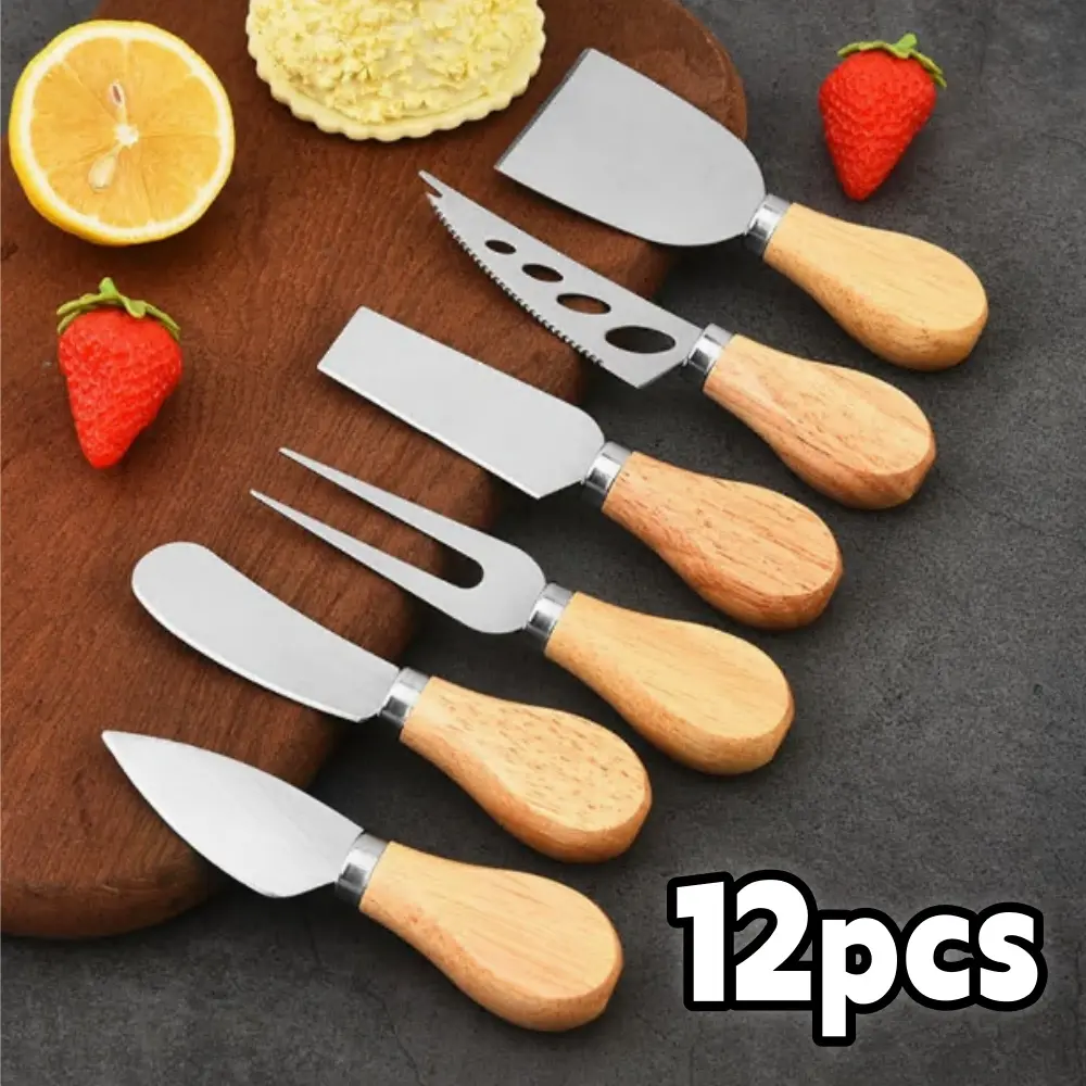 12pcs of Cheese Spatulas (with Wooden Handle), Mini Steel Stainless Steel Cheese Knife Set, Suitable Cheese Spreading, Perfect for Cheese Slicing and Butter Slicing custom