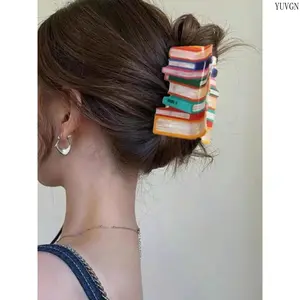 2026 New Book-Shaped Flat Claw Hair Clips, Cute Minimalist Women's Accessory, Strong Hold for Thick Hair, Stylish Headwear for Daily Use, Ideal Fashion Gift for Women