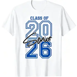 100% Cotton Tee Class of 2026 Senior - 2026 Graduation T-Shirt Men's Breathable T-Shirt with Look