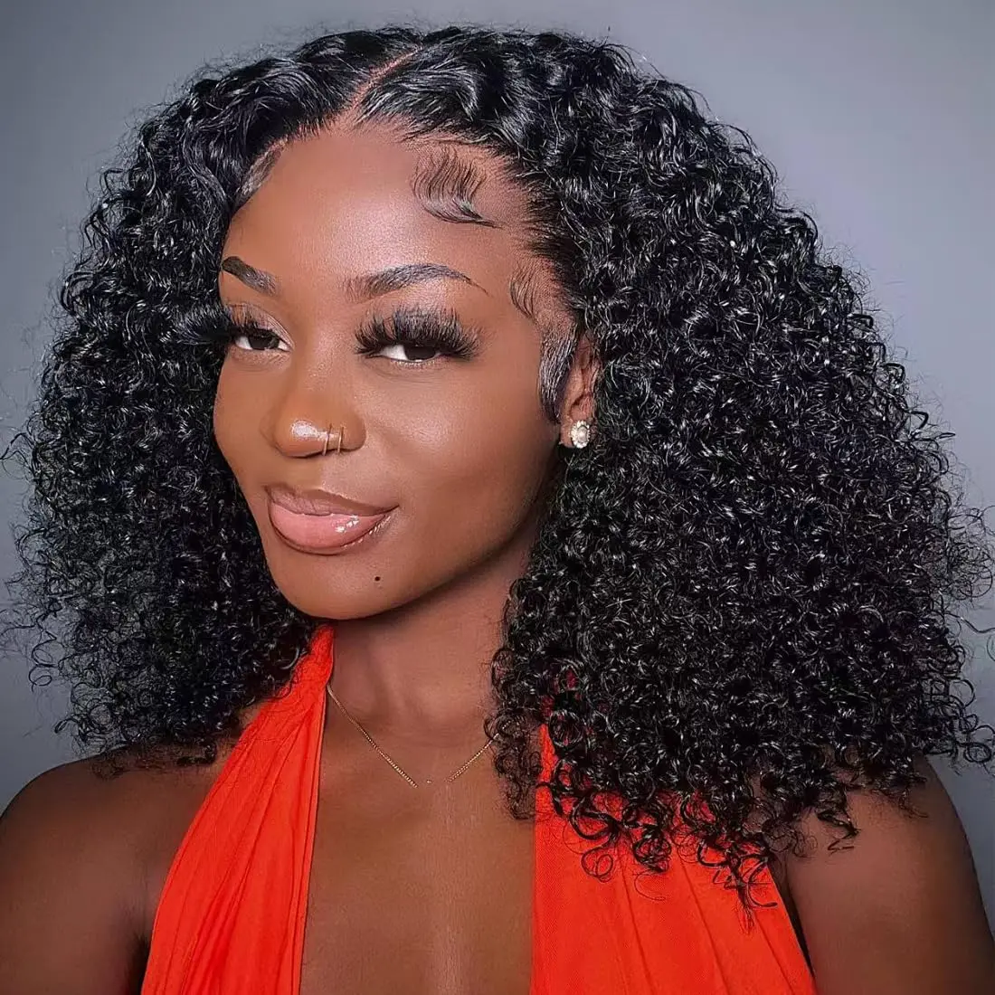 GK Hair BOB Wig Human Hair 13x4 HD Curly BOB Lace Front Wigs Human Hair Pre Plucked Wear And Go Glueless Short Curly Frontal BOB Wigs For Black Women Wet And Wavy 14 Inch