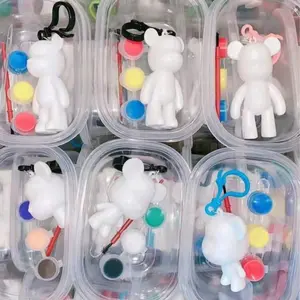 Creative Bear Fluid Art DIY Painting Kit, Colorful Keychain (bear, 3 Paints, Spoon, Brush), Random Colors, Christmas Gift, Birthday Present, Handmade Gifts