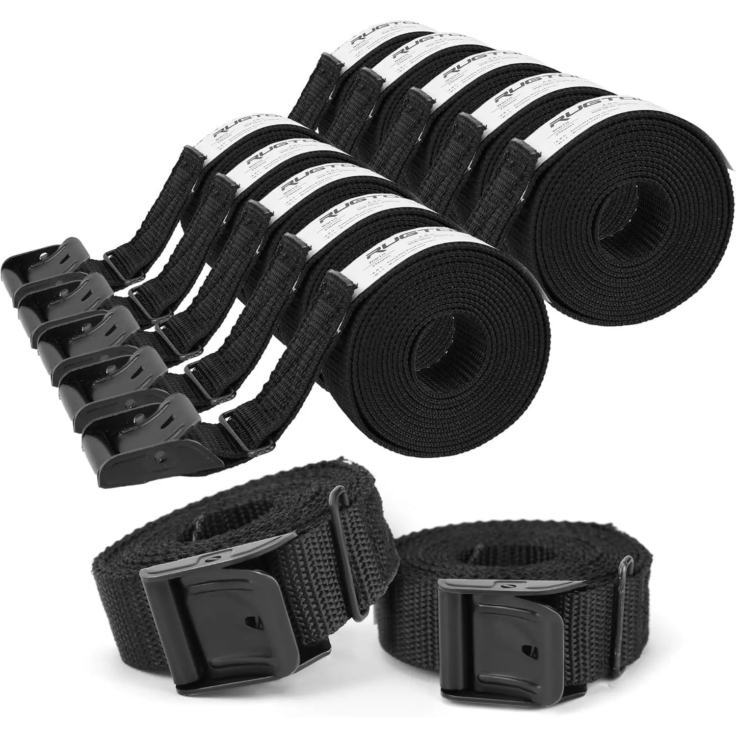 Lashing Strap, 1 Inch x 6FT Cinch Straps with Adjustable Buckles, 550lb Heavy Duty Secure Cam Strap Easy Pull Tight or Release Black Cargo Tie Down Straps for Kayak  Luggage, 12 Pack