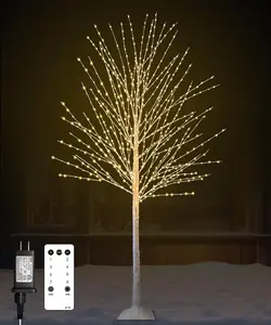 6FT Lighted Birch Tree with 880 LED Warm White Lights, 8 Modes, Timer Remote Faux Prelit Twig Christmas Tree, Light Up Trees for Indoor Outdoor Xmas Holiday Party Decoration