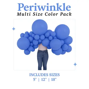 Periwinkle Purple Multi Size Balloon Color Pack - High Quality Kalisan Balloons Includes Sizes 5" 12" 18" for Indoor Outdoor Decorations Versatileuseforeventsandcelebrations Varioussizesperfectforarrangements Multisizecolorpack Highqualitykalisanballoons