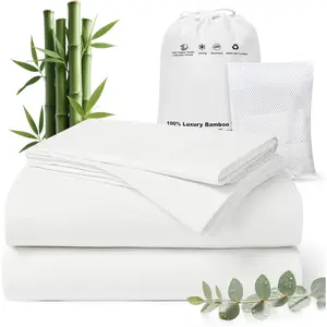 Luxury  Tencel & Viscose from  Cooling Sheet Set,Silky Soft Lyocell Sheets with Deep Pocket,  & Breathable Bedding with Pillowcases (White, )
