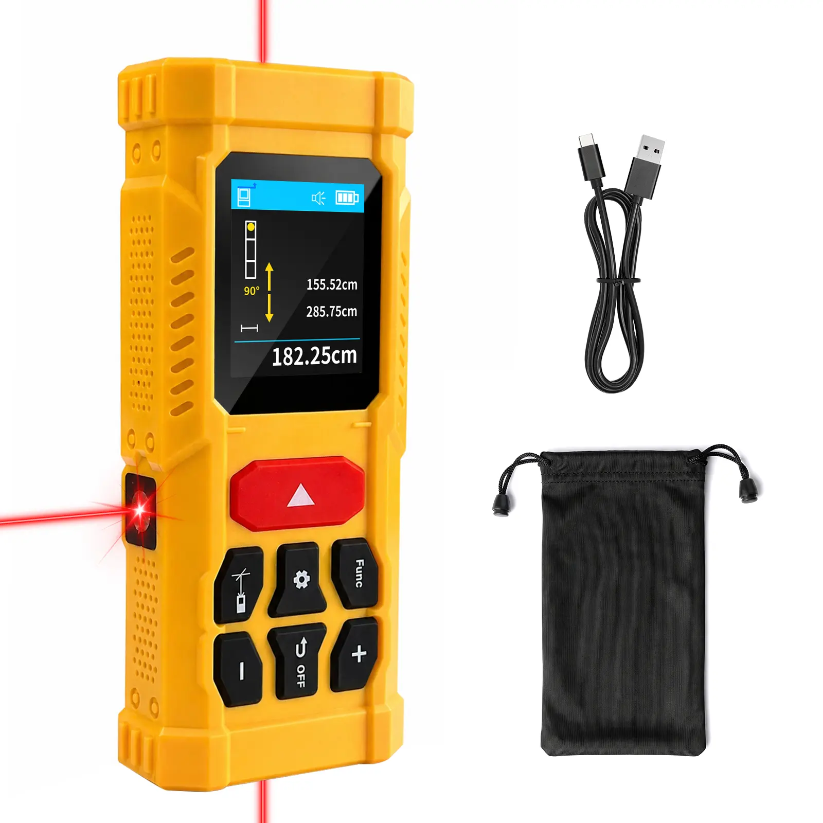 VERVEWAVE Dual Laser Measure 262Ft | Bilateral Laser Distance Meter with 360° Electronic Level, 8 Modes, ±1/8" Precision, IP54 Rugged, Type-C Rechargeable for Home DIY, Renovation & Construction, Measurement Laser Distance Meters