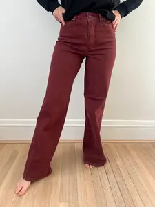Judy Blue High - Waist Burgundy Retro Wide Jeans