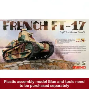 Meng Model 1/35 Ts-011 French Ft-17 Light Tank, Riveted Turret, Detailed Scale Model Kit, Collectible Military Toy, Hobbyist Choice
