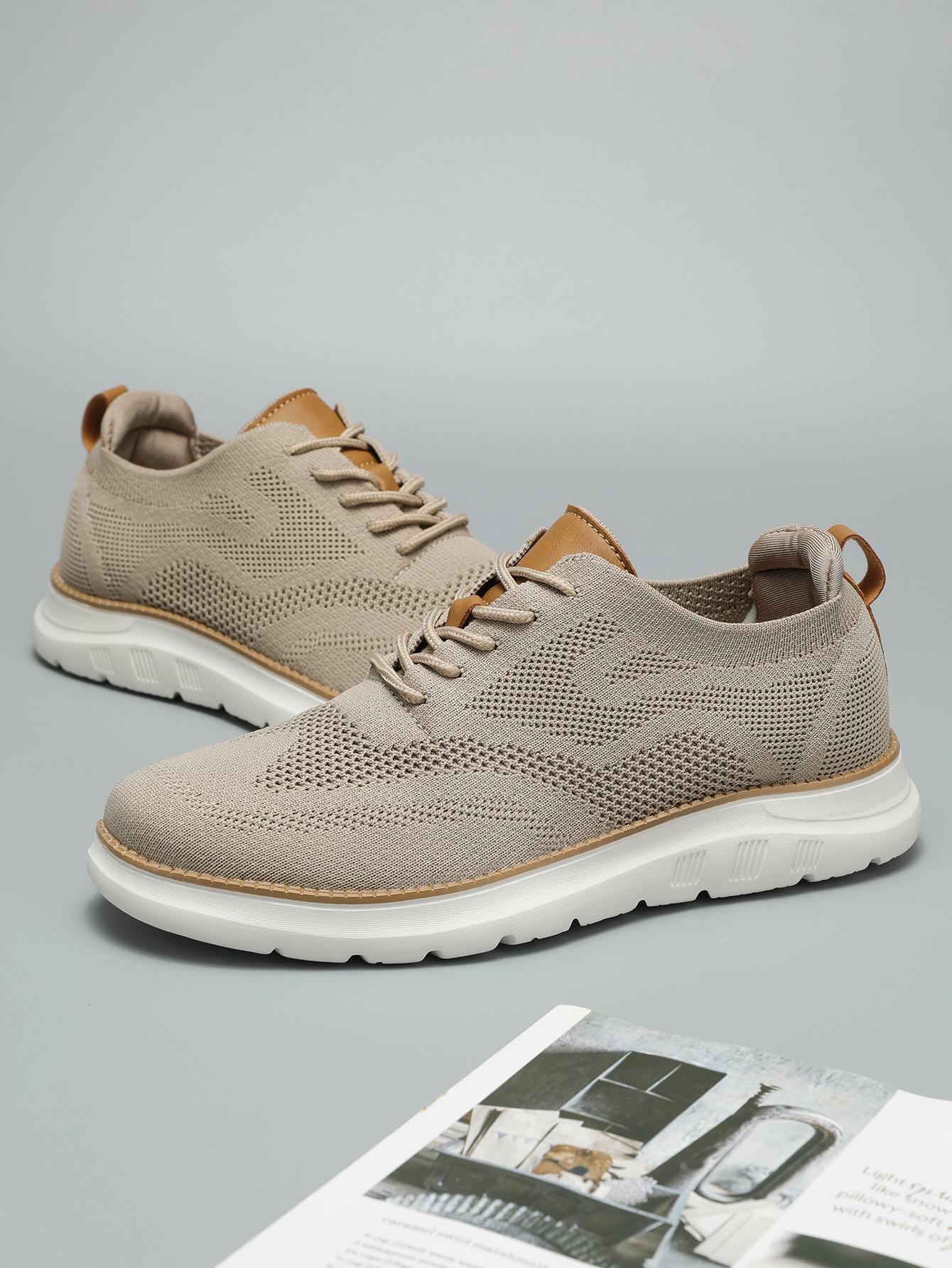 Men's Casual Mesh Breathable Solid Color Slip on Shoes, Lightweight Comfortable Sports Running Shoes,Knitted Mesh Breathable AndComfortable Platform Sneakers Closed Boy Trainer Footwear Runner Training Athletic