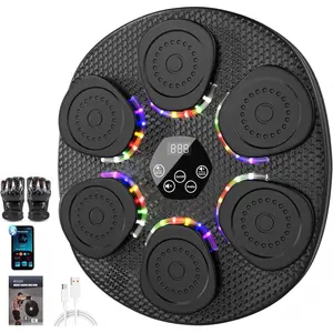 Bluetooth Smart Music Boxing Machine with Gloves for Adults & Kids, 9 Modes 6 Speeds 3 Sensitivity, Electric Light Up Punching Wall Machine for Home Gym Training