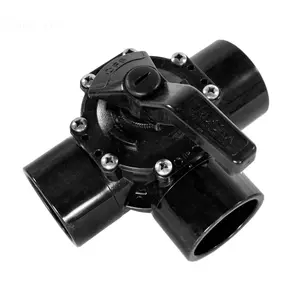 Waterway WW6007100CPVC 2 in. CPVC 3 Way Diverter Valve Truseal Black Straight Body