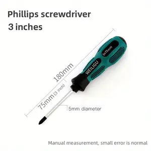 Magnetic Screwdriver Slotted/Flat Head And 3mm-6mm Phillips Tips Screwdriver Non-Slip For Repair Improvement Craf Length 3 "- 4"