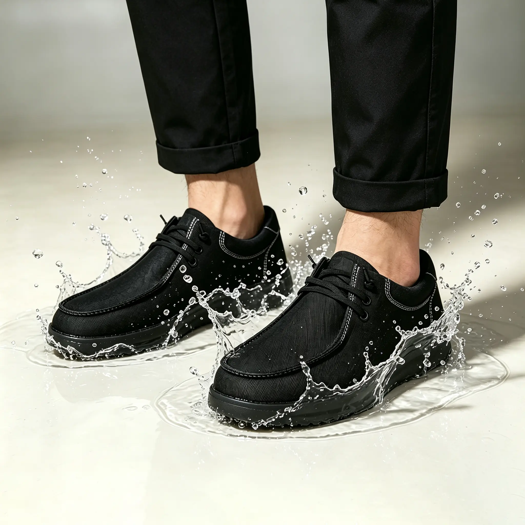 Men's Waterproof Non Slip Work Shoes, Lightweight Cushioned Casual Lace Up Shoes for Kitchen Restaurant Food Service Daily Wear