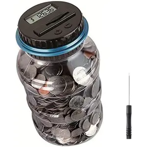 Piggy  Saving Jar,  Digital  Counter with LCD Display Large Capacity  Saving Box for All   (Blue)