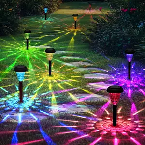 Garden Decor Solar Lights Outdoor Waterproof Outdoor Decor Solar Pathway Lights Color Changing Light, Solar Smart Outdoor Courtyard Light, Villa Garden Ambient Decoration Ground Plug RGB Lamp