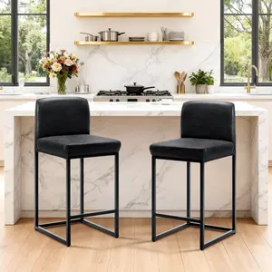 Modern Pu Leather Bar Stools With Backrest, Comfortable Upholstered Home Bar Stool Chair