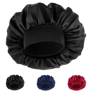 Silk Satin Bonnet for Men Women, Elastic Adjustable Soft Sleep Cap, Breathable Hair Wrap Head Cover for Sleeping Hair Care