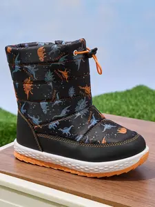 Boys' Snow Boots Outdoor Shoes, Fashionable Casual Footwear for Kids, Patchwork Design, Above Ankle Height, Fall & Winter Season, Winter Warm Boots
