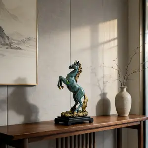 Vintage Horse Running Sculpture, Bold Metal Art Statue for Home Office Desk Decor - Symbol of Success & Strength, Ideal Gift for Dad Men, Collectible Figurine for Living Room Bedroom Entryway Table Decor