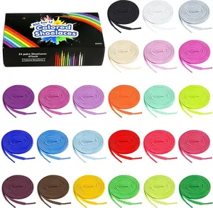 24 Pairs Flat Colored Shoelaces Shoestrings for Sneakers Skate Shoes  Shoes Boots