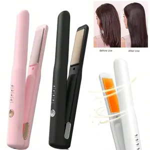 1pc Portable Cordless Hair Straightener, Wireless Hair Straightener, Mini USB Charging Clip with Ceramic Coating for Heat Styling Without Damage, Suitable for Curly and Straight Hair, Long Battery Life, Sleek Design, Durable Hair Tool, Lightweight