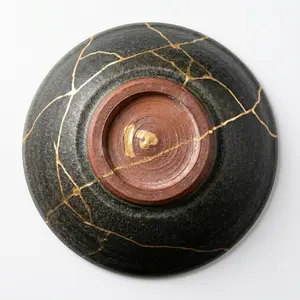 1-of-1 Exclusive Handcrafted Rustic Earth Kintsugi Bowl (14x5 cm) - Unique Stone-Textured Ceramic - Meaningful Gift for Mother, Father & Family