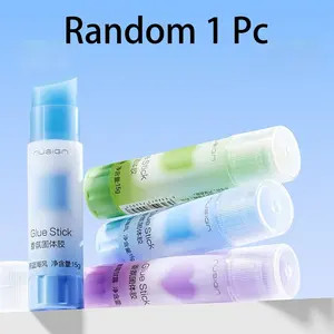 Random 1pc Scented Glue Stick Smooth Application Quick Dry Strong Adhesion Clean Finish Easy Twist Design Portable Craft Office School Supplies for Men Women Students Paper Scrapbooking DIY Projects Multi Size Options Daily Use