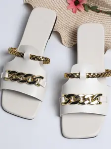 Square Toe Metal Chain Sandals, 2026 Summer New Arrival, Outdoor Flat Slip-Ons, Comfortable Casual Footwear for Men & Women