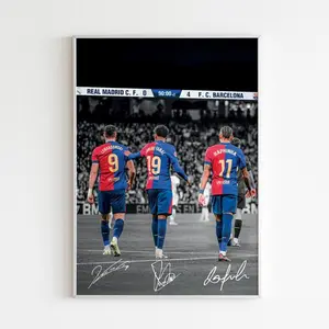 Vintage Soccer Poster featuring Robert Lewandowski, Lamine Yamal, Raphinha  Spain El Clasico Sports Art Gift for Him Sport Poster